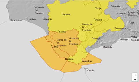 La alerta sube a naranja ma&ntilde;ana en Jerez y la provincia: rachas de viento de hasta 90 km/h y fuerte oleaje marcan el viernes