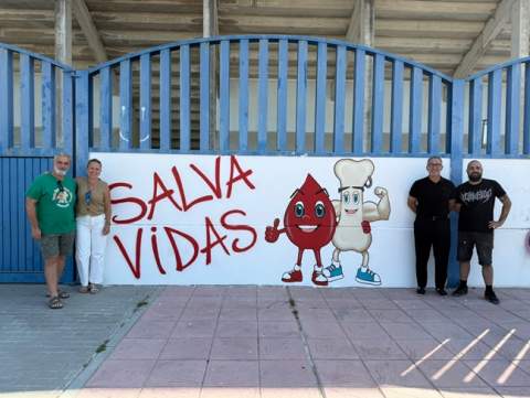 El Estadio Pedro S. Garrido estrena un mural de Pool Tattoo para concienciar sobre la donaci&oacute;n de m&eacute;dula &oacute;sea y sangre