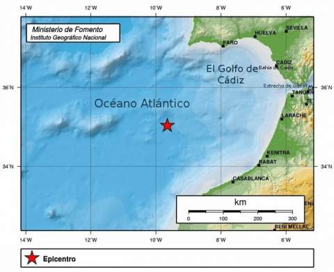 El Instituto Geogr&aacute;fico Nacional registra un terremoto de magnitud 2,2 en el Golfo de C&aacute;diz