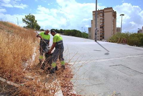 El plan de desbroce estival act&uacute;a en solares urbanos y centros escolares para prevenir incendios