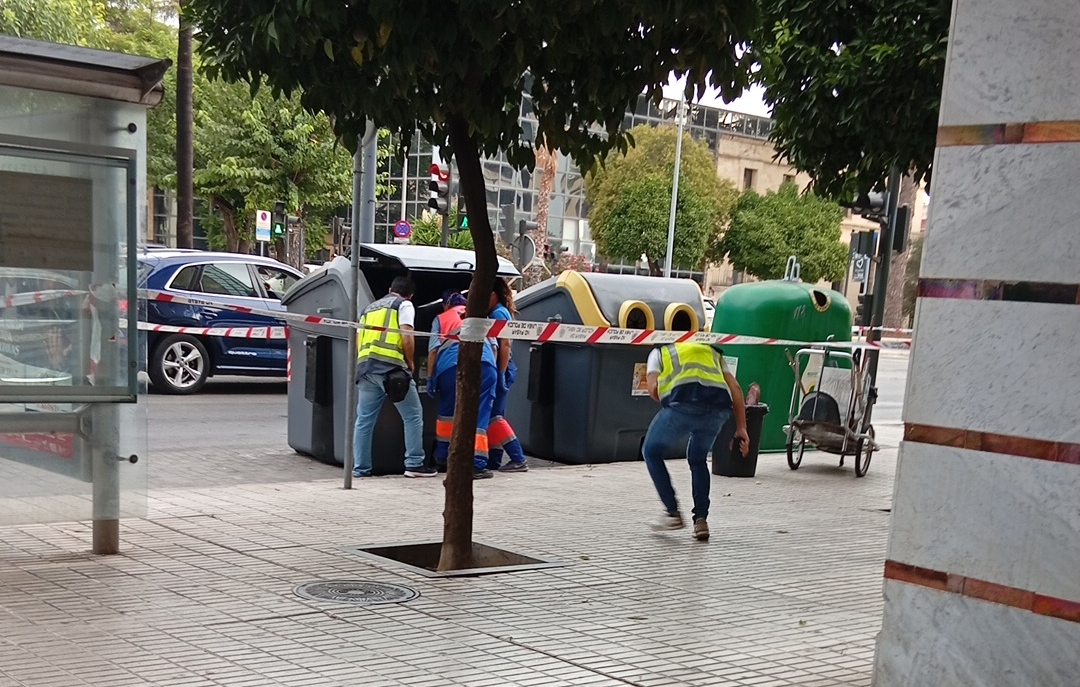 Hallan el cadaver de un hombre en el interior de un contenedor en la calle Sevilla